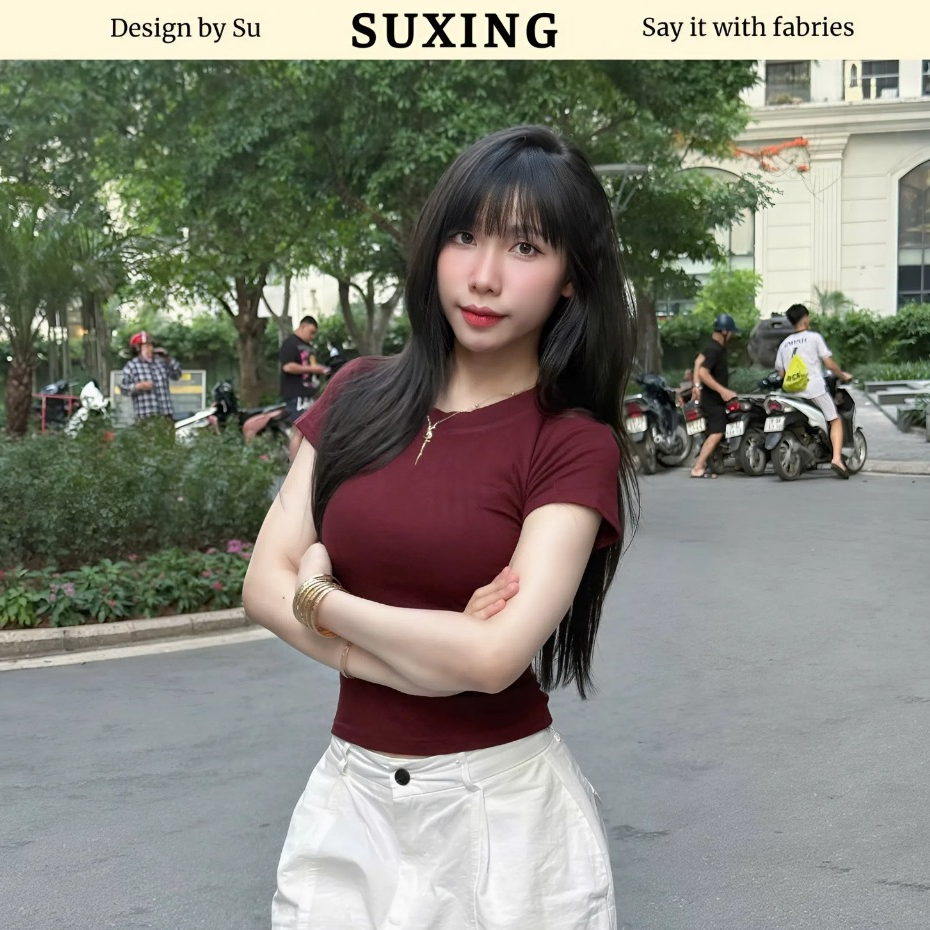 Áo babytee cổ tròn cotton Thượng Hải, Áo thun nữ đơn giản nhiều màu - Suxing - S158