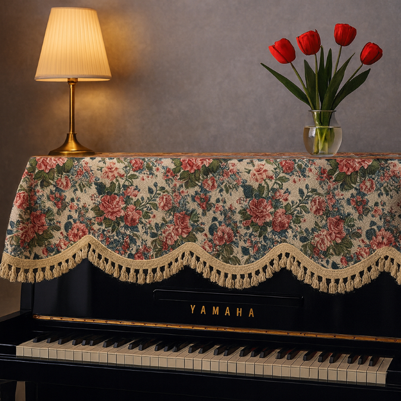 Jacquard Piano Runner, Khăn phủ đàn đa họa tiết (floral/birds/tribal) bền đẹp, nặng tay nhận size yêu cầu