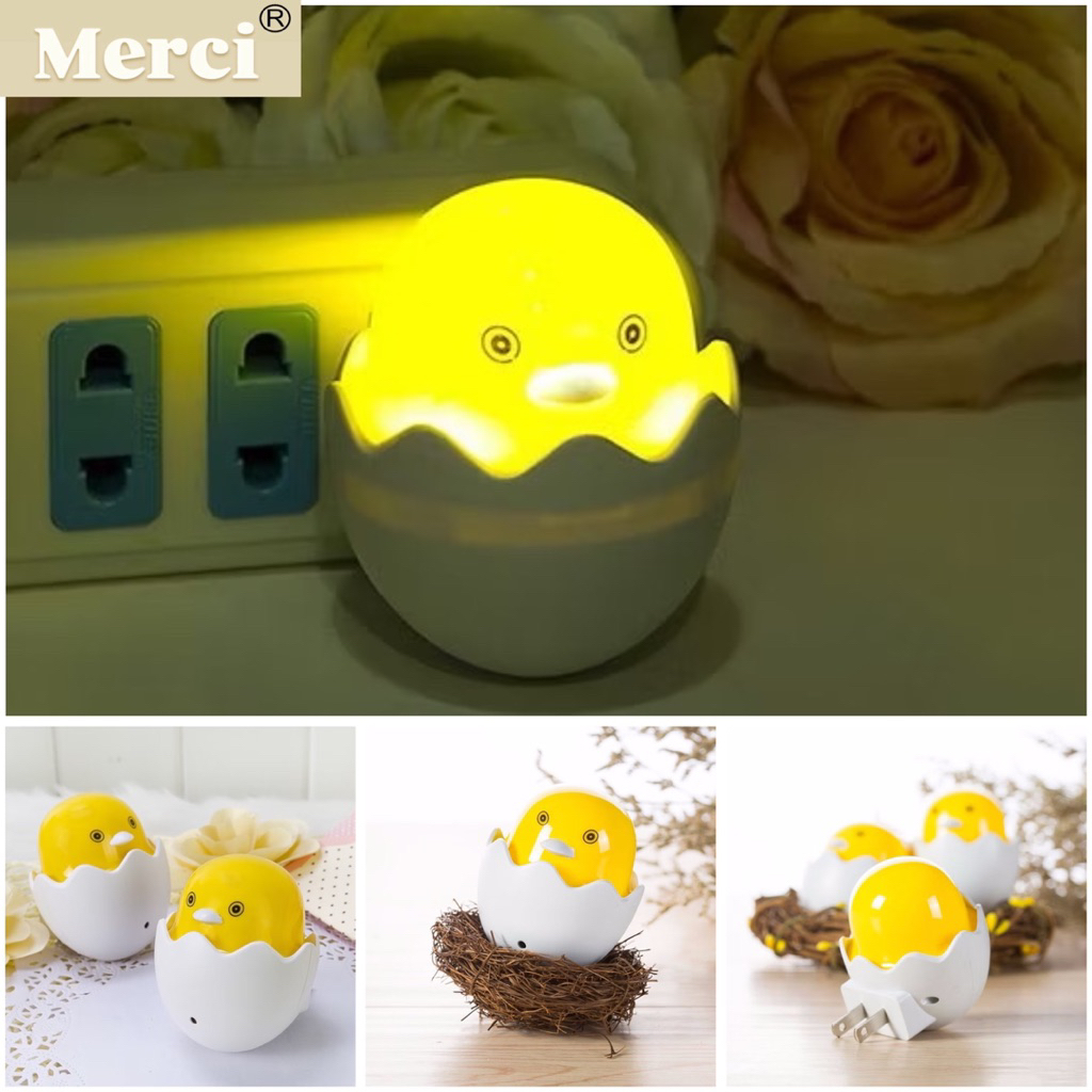 Đèn ngủ trứng gà cảm biến bật tắt tự động, đèn ngủ mini dễ thương-[Merci]-Đèn gà vàng nhỏ, đèn led ,