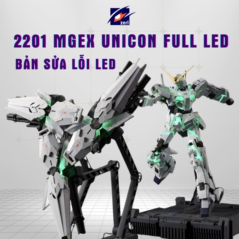 Mô hình lắp ráp 2201 MGEX Unicorn Fighter Ver.Ka Full Led Tặng Kèm Base Và Decal Nước