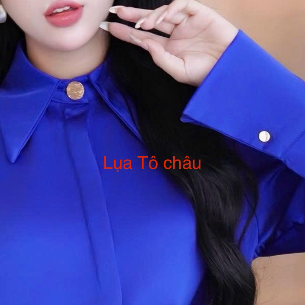 Áo sơ mi nữ Lụa Ngọc, áo sơ mi lụa trơn tay dài suông rộng ống tay loe | BigBuy360 - bigbuy360.vn