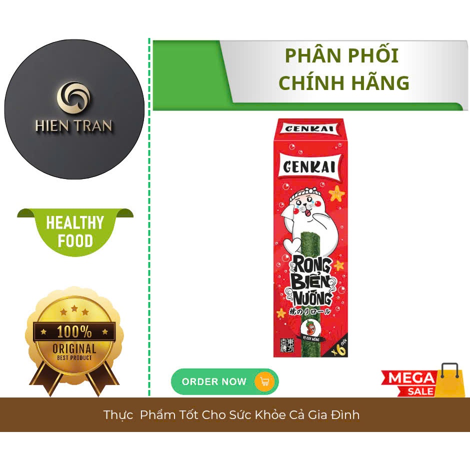 Rong Biển Nướng Cuộn Vị Cay Nóng GENKAI 18g ( 3g × 6 cuộn)
