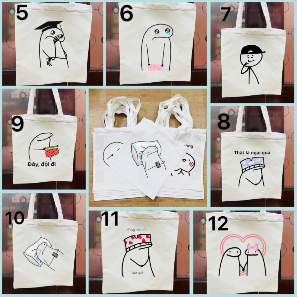 Túi hình người que hài hước / túi tote meme / túi xách người que cute ngầu