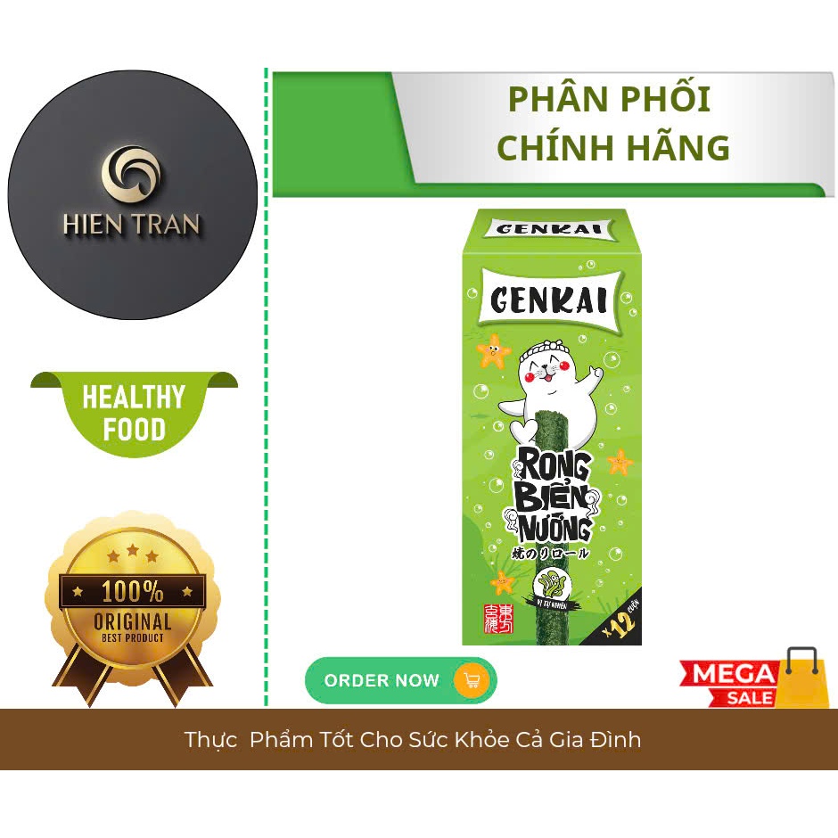Rong Biển Nướng Cuộn Vị Tự Nhiên GENKAI 36g ( 3g × 12 cuộn)
