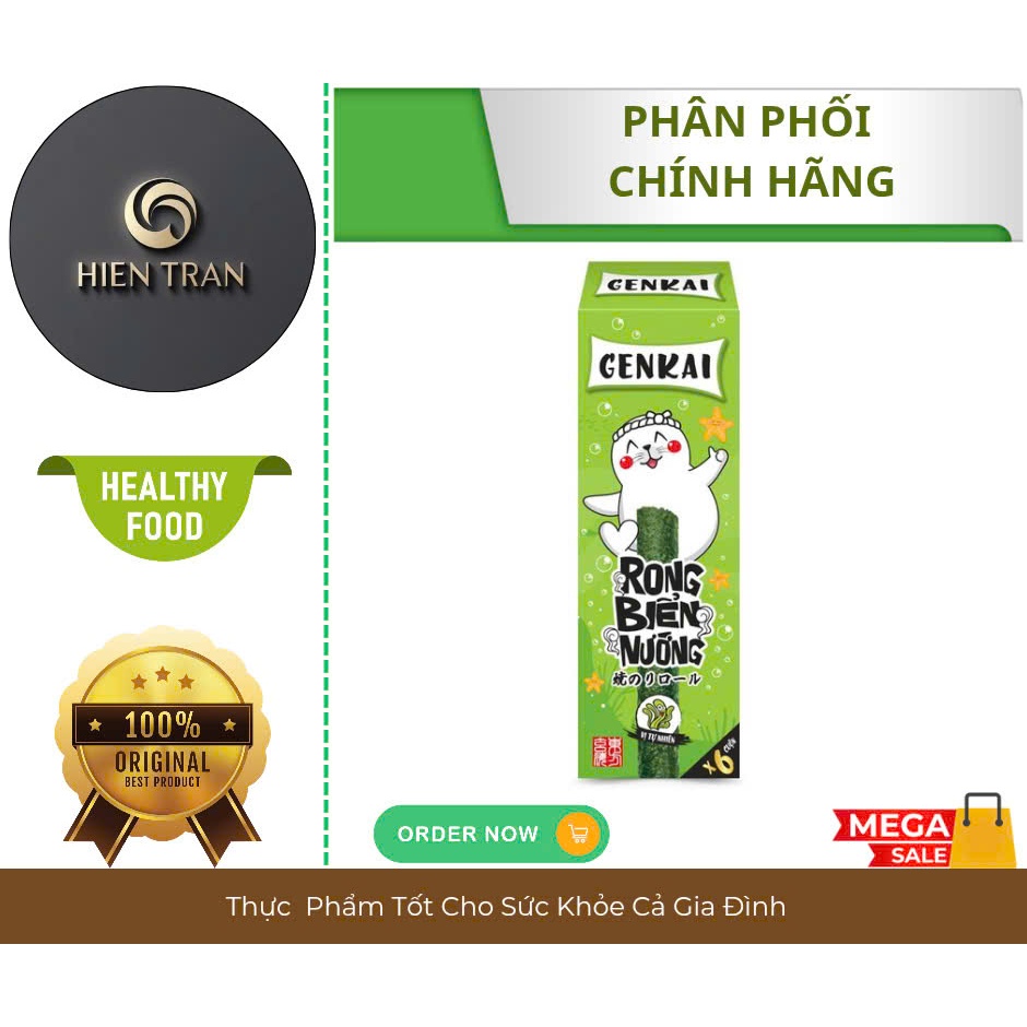 Rong Biển Nướng Cuộn Vị Tự Nhiên GENKAI 18g ( 3g × 6 cuộn)