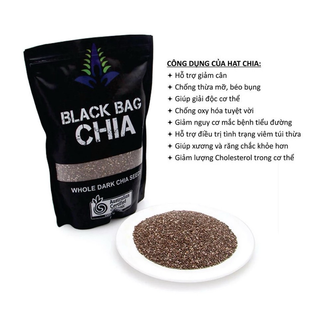 Hạt Chia Úc Organic Chia Seeds Túi Đen BLACK BAG Thực Dưỡng Eat Clean-Nutrion Seeds