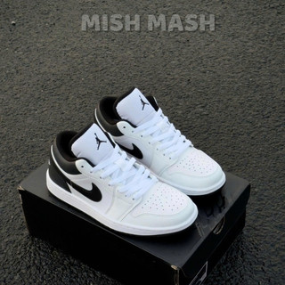 Giày Sneaker Jd1 Low Panda Classic Cut Trắng Gót Đen