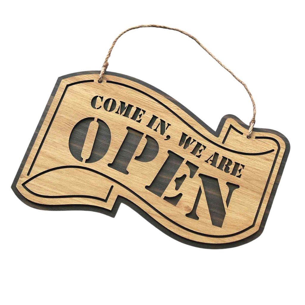 Bảng Gỗ Decor Open Closed đóng mở treo cửa OC03