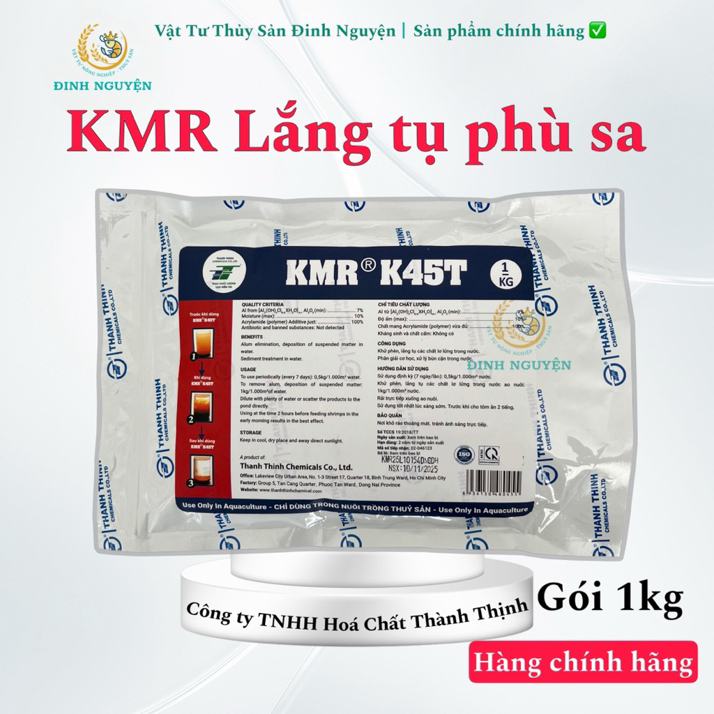 Siêu lắng tụ KMR®K45T (1 Kg/Gói) - KMR khử phèn, lắng tụ các chất lơ lửng, xử lý bùn cặn trong nước 