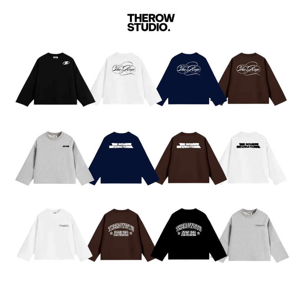 [Ver7] THEROW Áo Thun Tay Dài Long Sleeve Boxy 250gsm Form Rộng Cổ Tròn Unisex Nam Nữ Phong Cách Basic Áo Thu Đông | BigBuy360 - bigbuy360.vn