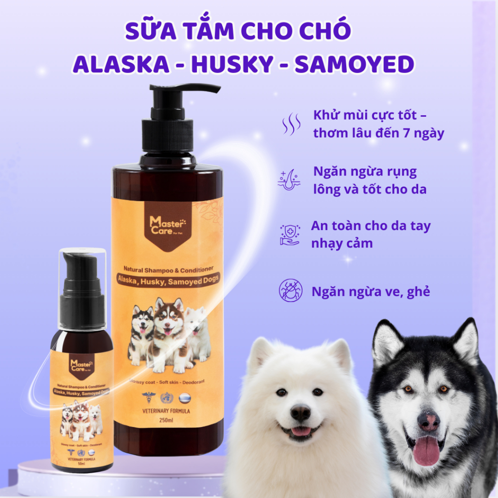 Sữa tắm Chó Alaska, Husky, Samoyed MasterCare thơm lâu, khử mùi hôi, mượt lông, không cay mắt