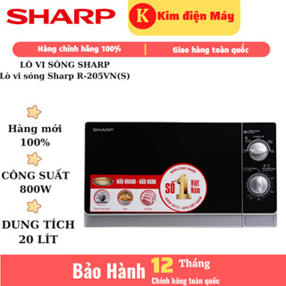 Lò vi sóng Sharp R-205VN-S-20L công suất 800W rã đông hâm nấu nhanh hàng chính hãng