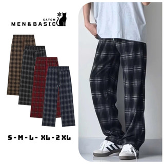  Quần Sọc Caro Ống Rộng Nam Nữ MEN&BASIC Vải Nỉ Dạ Nhung Dầy Dặn Cá Tính Thời Trang 4 màu dễ phối đồ 