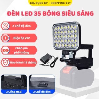  Đèn led 35 55 mắt siêu sáng sử dụng chân pin phổ thông MAKITA có 2 chế độ sáng có 2 cổng sạc USB tay cầm tiện lợi 