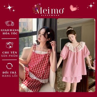MEIMO - Bộ mặc nhà 2 dây ngot ngào Đồ ngủ nữ pyjama phối ren thoáng mát siêu xinh