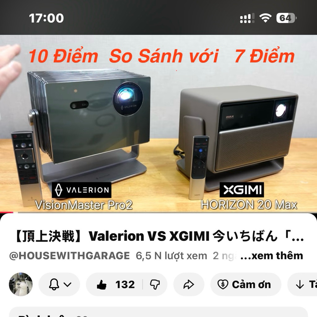 So Sánh Valerion VisionMaster Pro2 & Xgimi Horizon 20 Max. 10 Điểm So Với 7 Điểm. Đẳng Cấp Valerion 