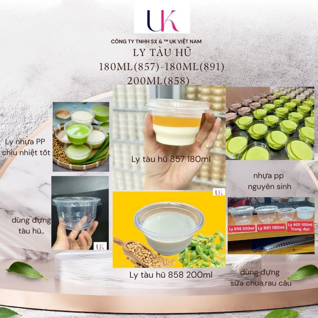 Combo 50-100-200 ly tàu hũ,ly kem,ly sữa chua,ly rau câu 180ml(857 & 891) 200ml (858)