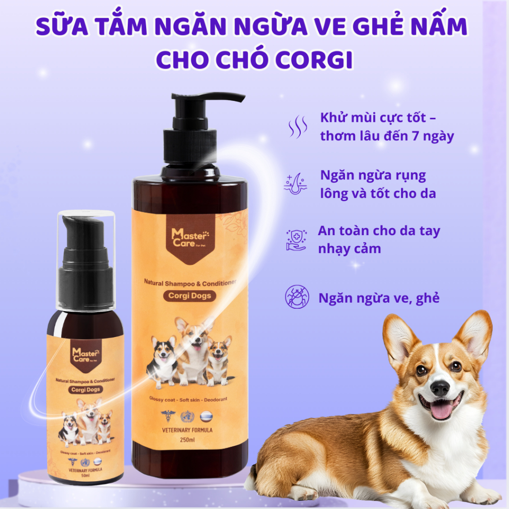 Sữa tắm Chó Corgi - Thơm lâu, khử mùi hôi, mượt lông, không cay mắt MasterCare