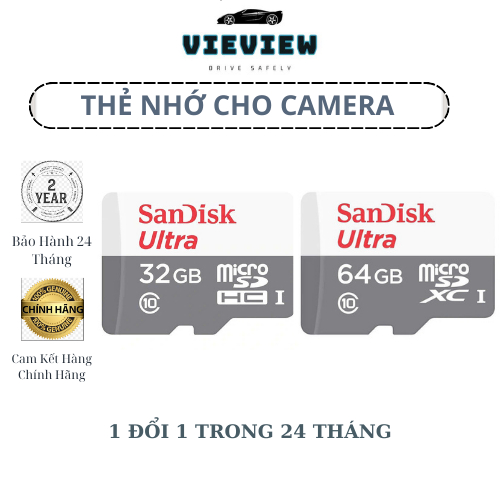 Thẻ nhớ 32GB, 64GB dùng chuyên cho Camera hành trình ô tô, Bảo hành 12 Tháng