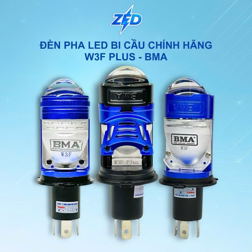 [ Mua Đèn Tặng Bóng Hậu AuDi ] Đèn Pha Bi Cầu W3F Plus BMA - Công Suất 55W - 12-24V DC Chip OSRAM Xị