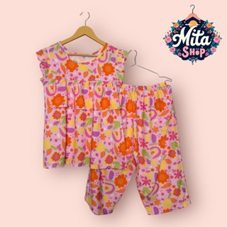   BẢN MỚI BÈO DÀI 15CM  Đồ Bộ Nữ Quần Lửng Tay Cánh Tiên Phối Bèo To - Big Size 49 - 90kg - Chất Vải Tole 2 Da Thoáng Mát 