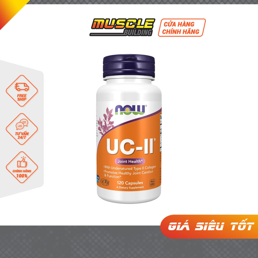 Viên uống Now UC-II Type II Collagen hỗ trợ xương khớp chắc khỏe, tái tạo, bảo vệ mô sụn khớp