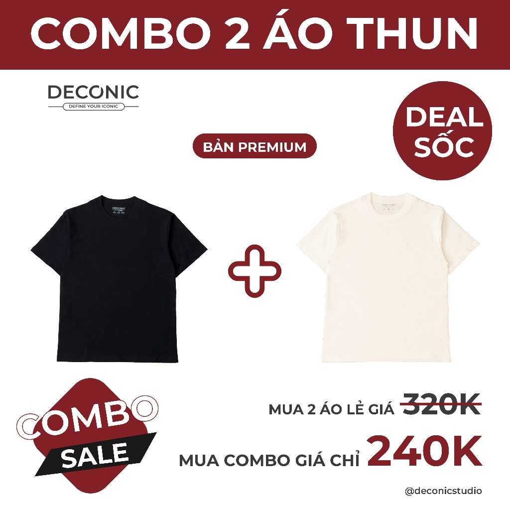 COMBO 2 Áo Thun Trơn Oversize, Cotton Thoáng mát, UNISEX 280gsm