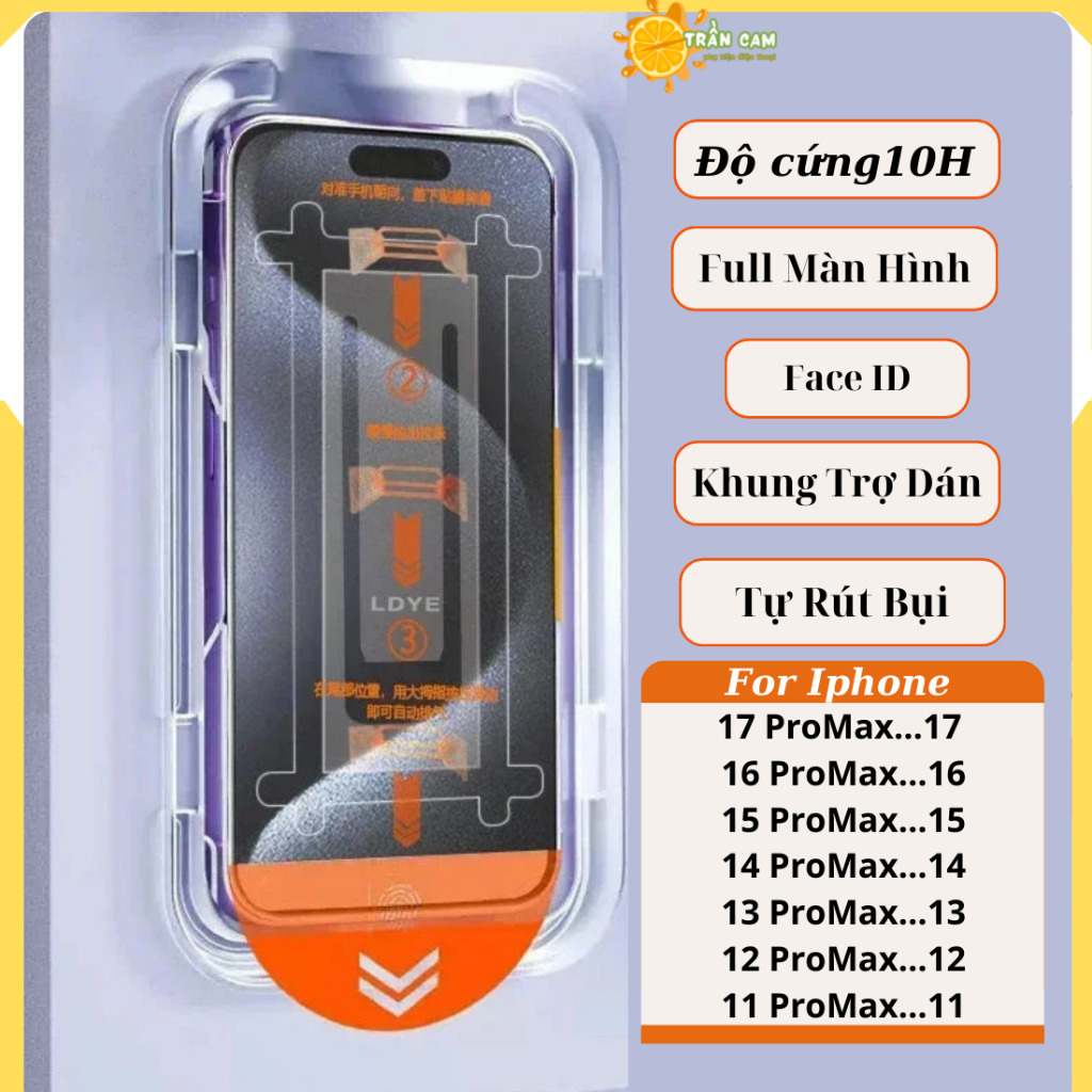 Kính cường lực khung trợ dán, tự rút bụi full màn hình, Độ trong full HD cho iphone 7/8plus x/xs 11p