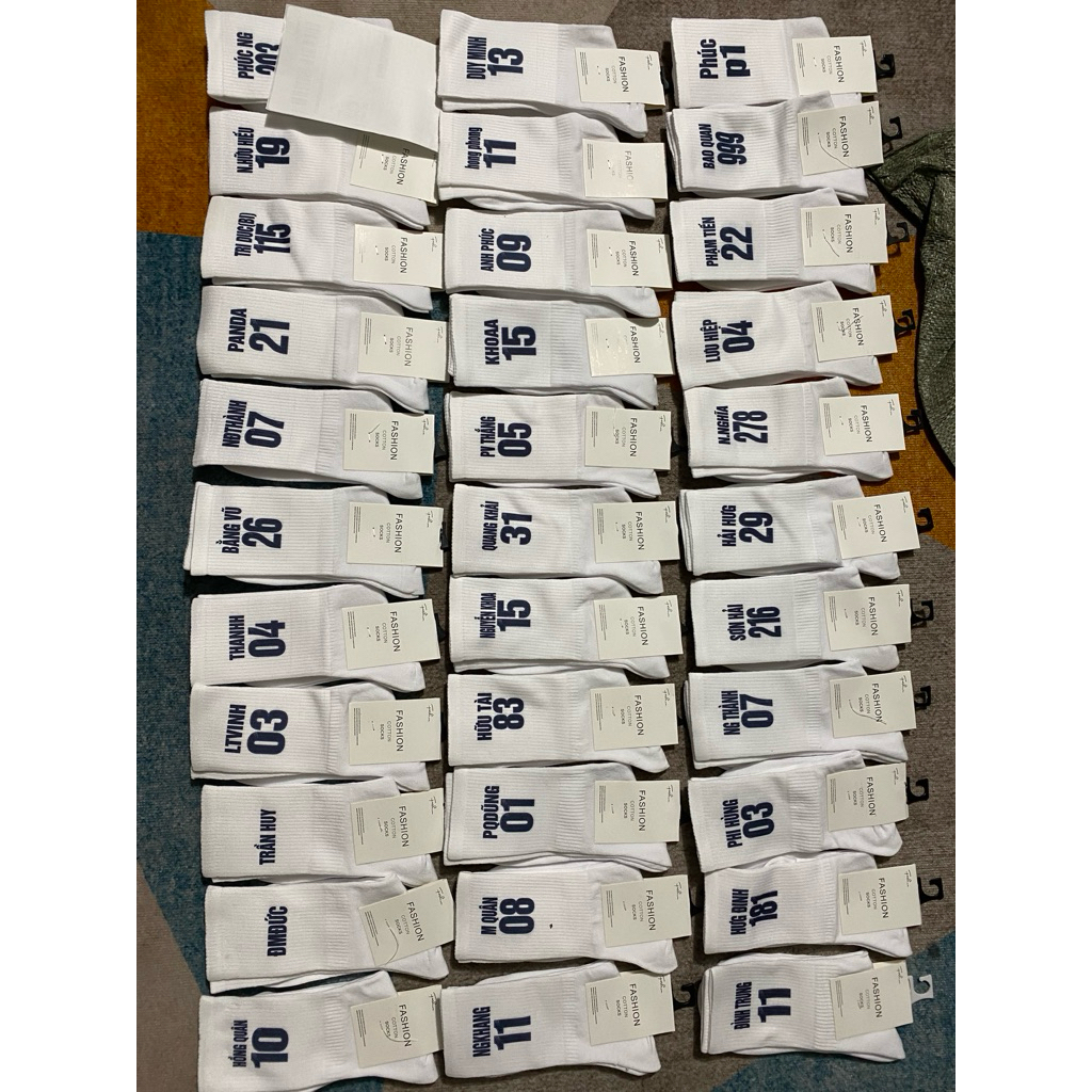 Tất in tên  số  . Tất in theo yêu cầu