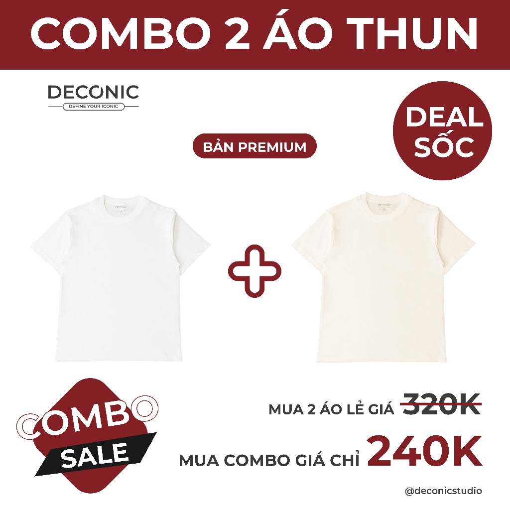 COMBO 2 Áo Thun Trơn Oversize, 100% Cotton Thoáng mát, UNISEX 280gsm