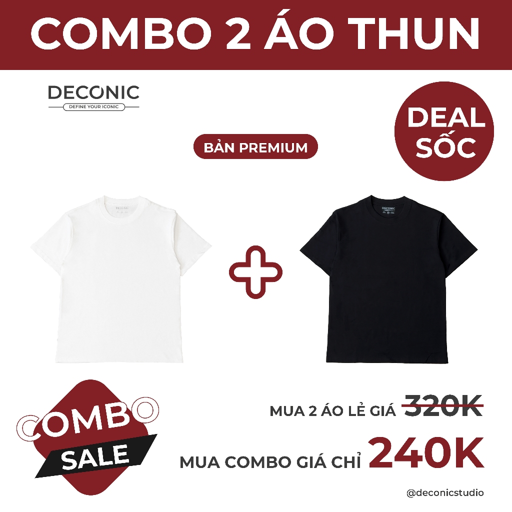 COMBO 2 Áo Thun Trơn Oversize, 100% Cotton Thoáng mát, UNISEX 280gsm