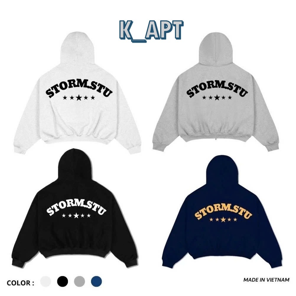 Áo khoác có mũ Hoodie Zip STORM.STU nam nữ unisex chất nỉ bông cao cấp hót hít