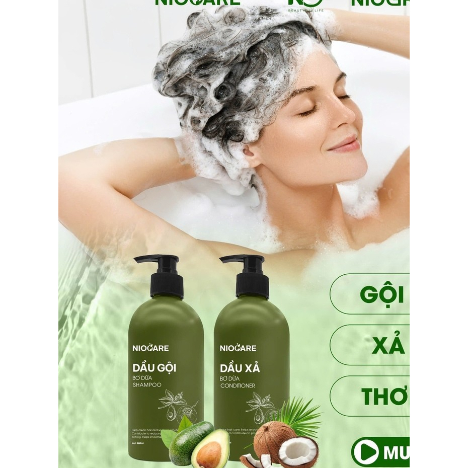 Combo Dầu Gội Bơ Dừa Niocare 500g