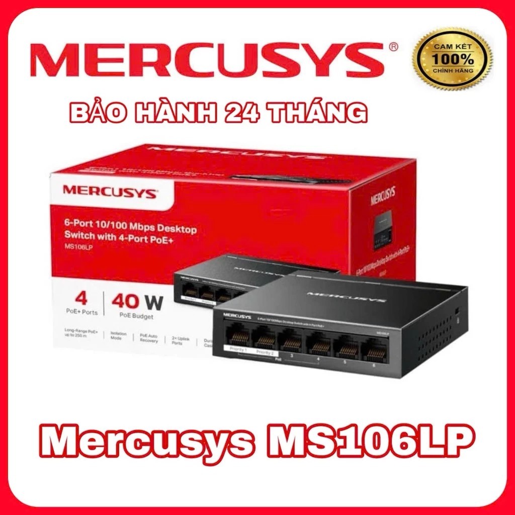 Switch Poe Mercusys MS110P MS106LP 6/10 cổng 10/100Mbps với 4/8 cổng PoE+ - Hàng Chính Hãng - BẢO HÀ