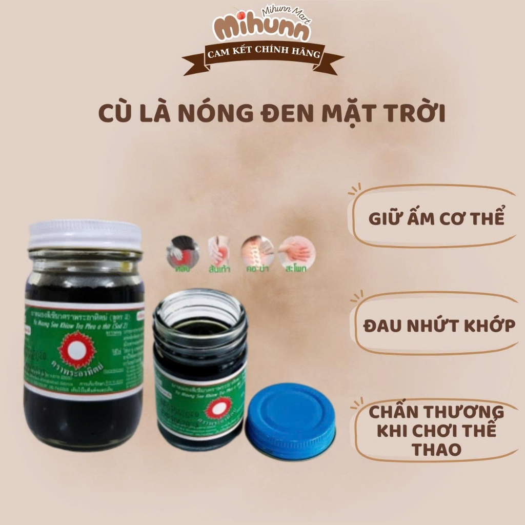 Dầu Cù Là Đen Mật Gấu Thái Lan 60g - Dầu Xoa Bóp Nóng Mặt Trời Đỏ Thái Lan - MIHUN MART