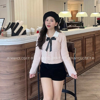  JENNYCLOSET ® Áo khoác dạ tweed kim sa bling bling  TẶNG KÈM TAG NƠ   Áo khoác hồng bling sang chảnh   SẴN HÀNG  