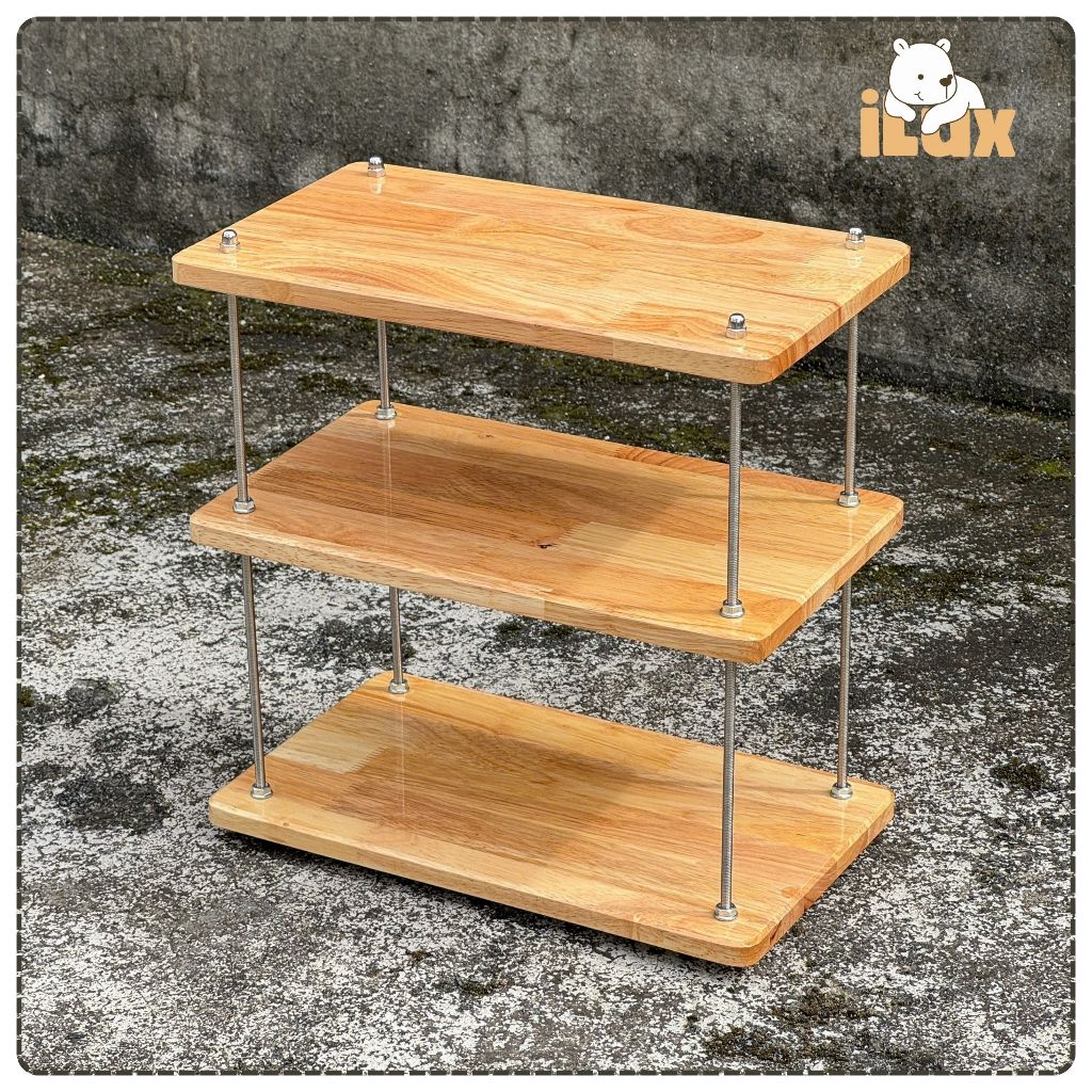 Kệ Decor Bằng Gỗ Cao Su Ghép Đã Sơn Phủ Bóng, Kệ Để Đồ Nhà Bếp, Kệ Để Bàn Siêu Chắc Chắn Bằng Gỗ - i