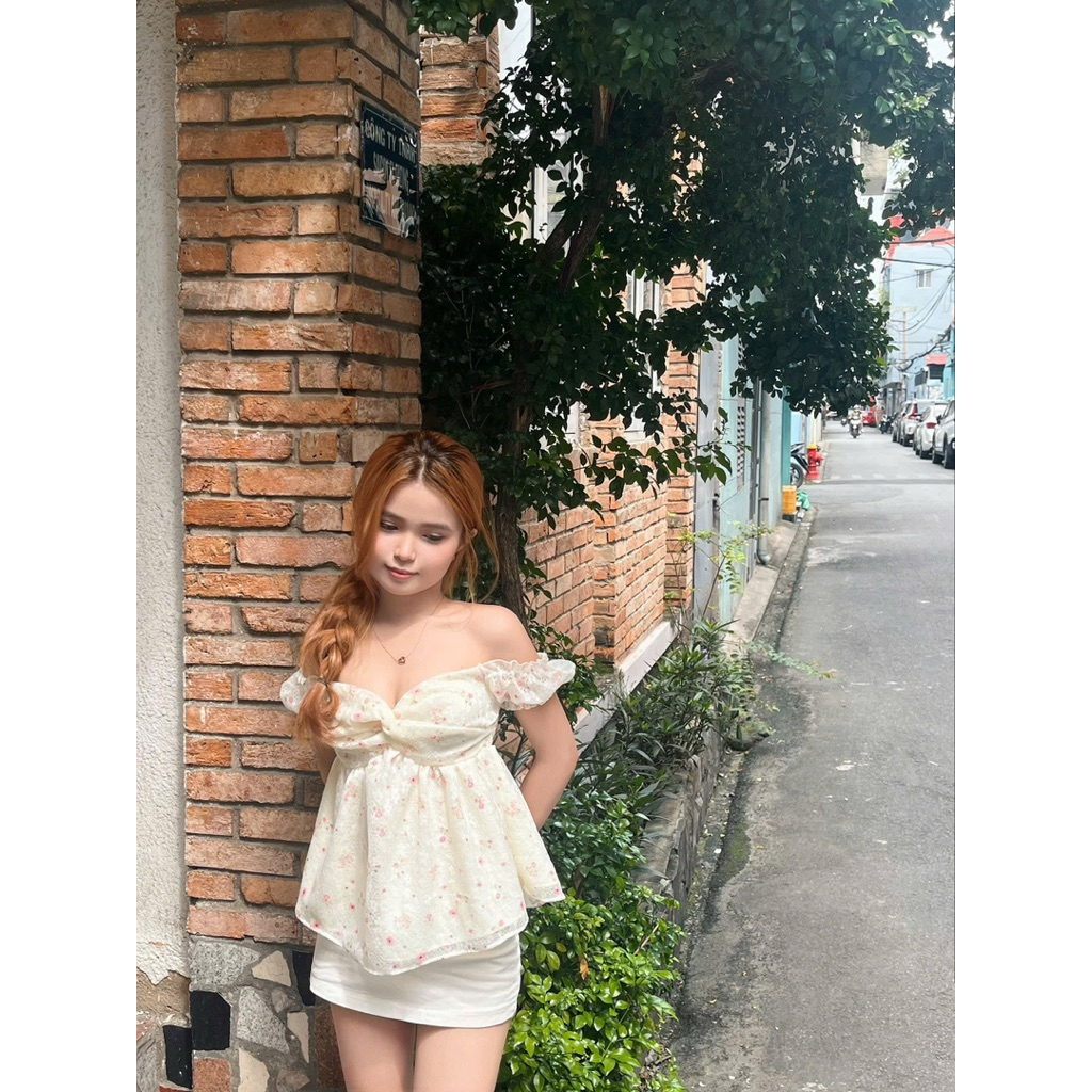 |Lía.clothing| Bunny cute - Áo trễ vai hoạ tiết hoa nhí sexy dễ thương cho MI NHON và CHUBBY