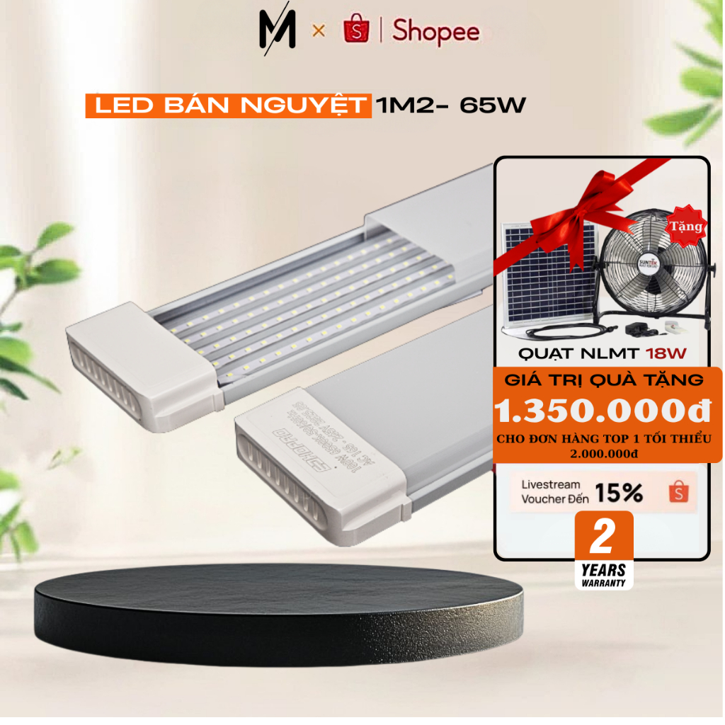 Đèn bán Nguyệt 1m2, tuýp LED BN001C 20W/ 40W/ 60W/ 65W (Kích Thước 0.6M - 1M2 )
