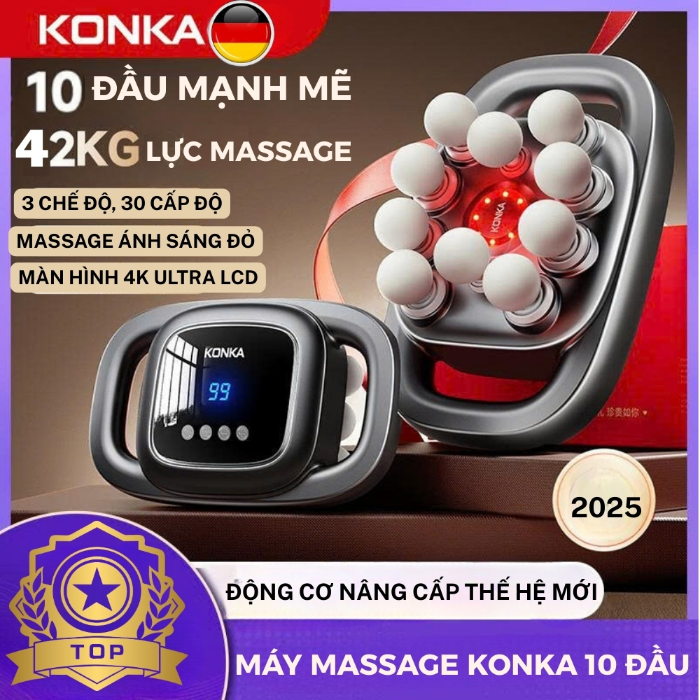 Máy massage cầm tay Konka 10 đầu đa năng 99 tốc độ - súng massage toàn thân giúp giảm nhức mỏi cơ lự
