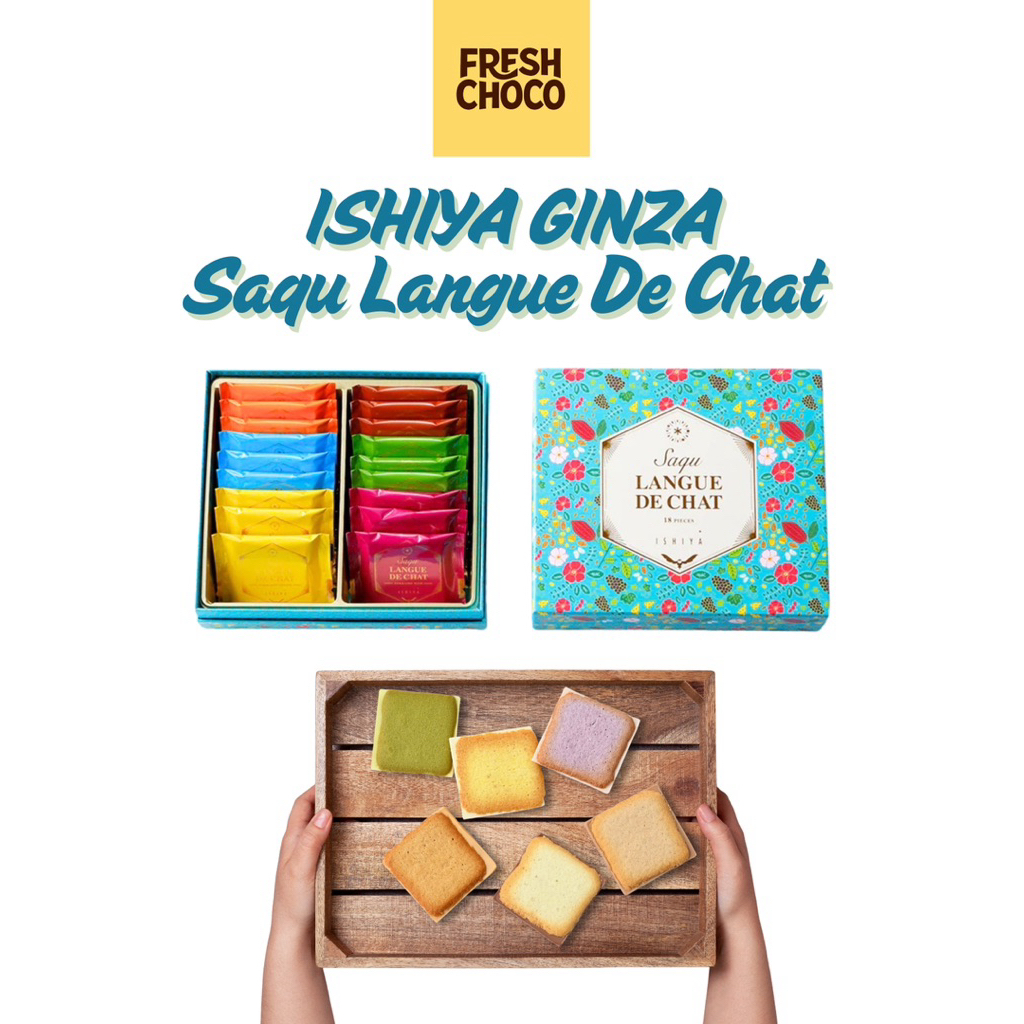 Bánh quy ISHIYA GINZA Saqu Langue De Chat (18 bánh/h) mix 6 vị - Bánh quy hậu bối ''Shiroi Kobito''