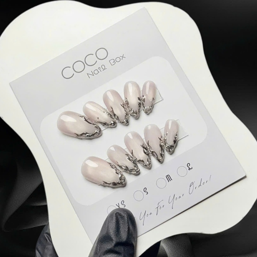 NailBox thiết kế C255 nail màu thạch hồng mắt mèo tráng gương cá tính tôn da CocoNailbox