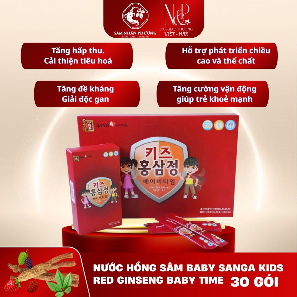 Nước Hồng Sâm Baby SangA Kids Red Ginseng Baby Time 30 gói - NPKOREA MART