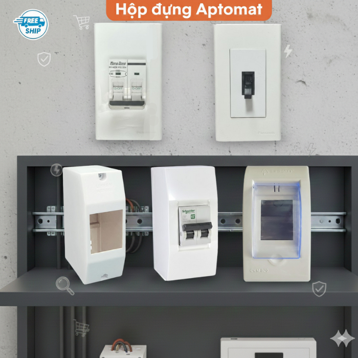 Hộp Đựng CB Cóc, CB Tép Đôi 2P Chống Giật Có Nắp An Toàn, Chất Liệu Nhựa ABS Bền Bỉ