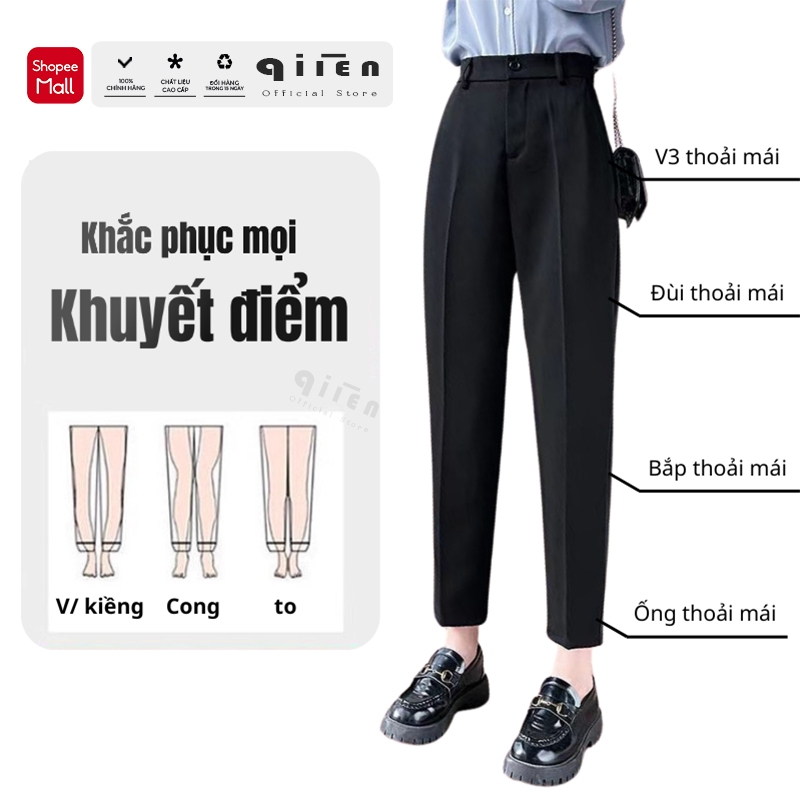 Quần Tây Nữ Công Sở Dáng Baggy QIIEN, Quần Tây Học Sinh Bigsize 80Kg, Vải Cao Cấp Xuất Hàn CV025 | BigBuy360 - bigbuy360.vn