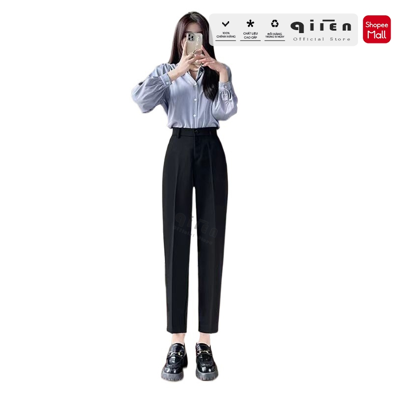 Quần Tây Nữ Công Sở Dáng Baggy QIIEN, Quần Tây Học Sinh Bigsize 80Kg, Vải Cao Cấp Xuất Hàn CV025 | BigBuy360 - bigbuy360.vn