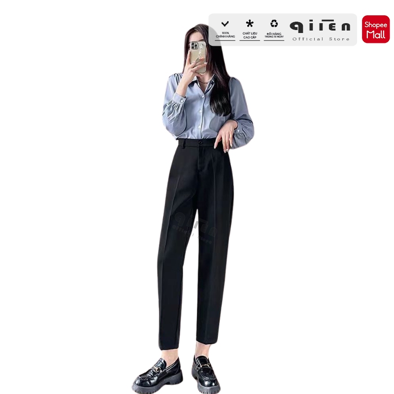 Quần Tây Nữ Công Sở Dáng Baggy QIIEN, Quần Tây Học Sinh Bigsize 80Kg, Vải Cao Cấp Xuất Hàn CV025 | BigBuy360 - bigbuy360.vn