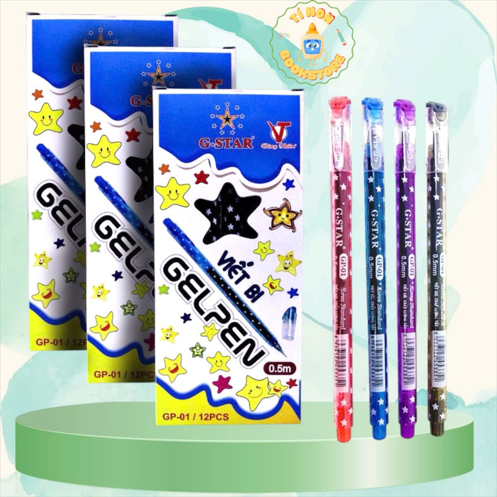 Hộp 12 Bút viết gel nước NGÔI SAO Gstar GP-01/GP01 ngòi 0.5mm