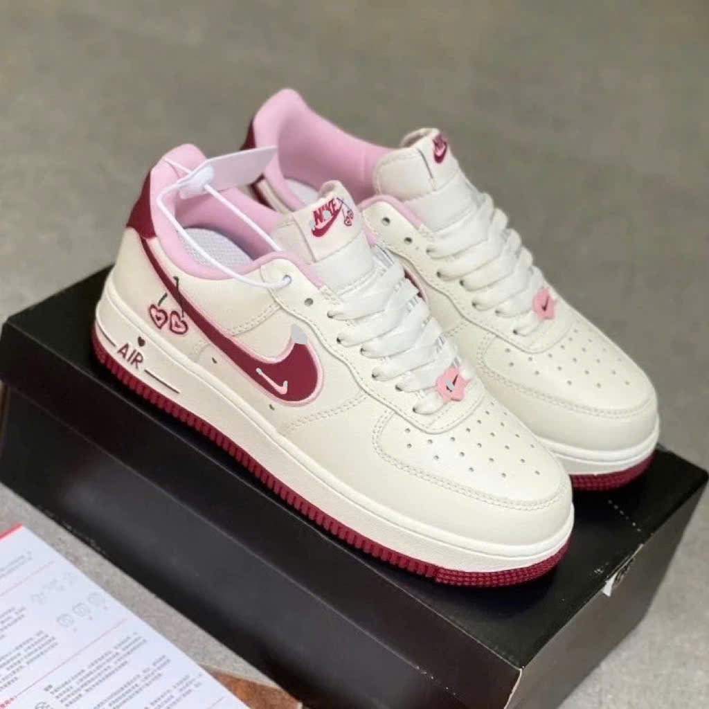 GIÀY THỂ THAO NAM NỮ AF1 VALENTINE QUẢ CHERRY- GIÀY SNEAKER AF1 XÁM GHI