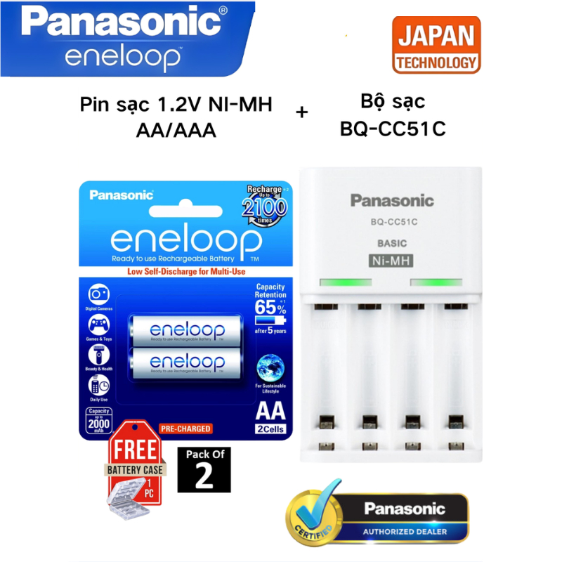 [Vi 2/4 ]Hàng Chính Hãng Panasonic Eneloop Pro Pin Sạc 1.2V AA 2550mAh/AAA 900mAh/Eneloop Ni-MH AA/A